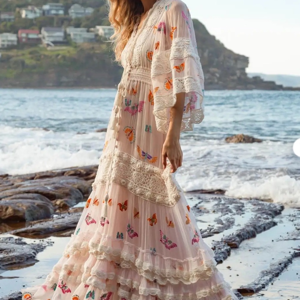 Fillyboo Madam Butterfly Embroidered Duster and Maxi Dress